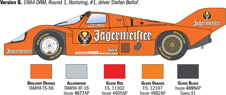 Zdjęcie Porsche 956 Jagermeister 1:24 Italeri 3678