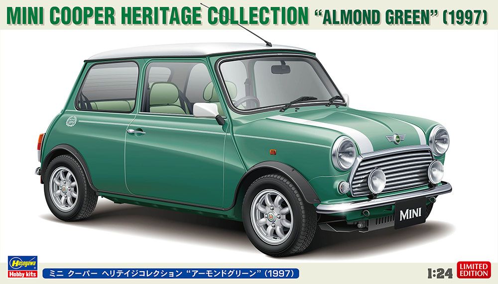 Zdjęcie Mini Cooper Heritage Collection "Almond Green" (1997) 1:24 Hasegawa 20789