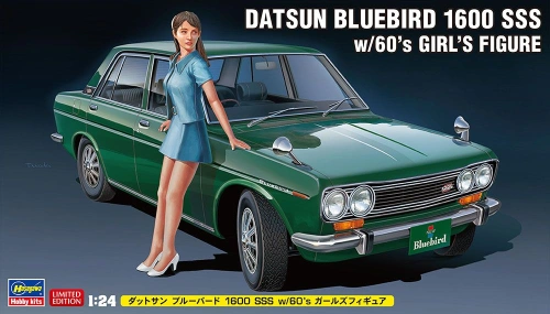 Datsun Bluebird 1600 SSS z figurką dziewczyny z lat 60. 1:24 Hasegawa SP477