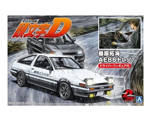 Zdjęcie główne produktu Toyota AE86 Trueno Initial D (plus figurka Takumi Fujiwara) 1:24 Aoshima 059548
