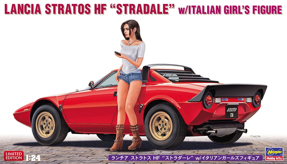 Zdjęcie główne produktu Lancia Stratos HF Stradale z figurką 1:24 Hasegawa 20543
