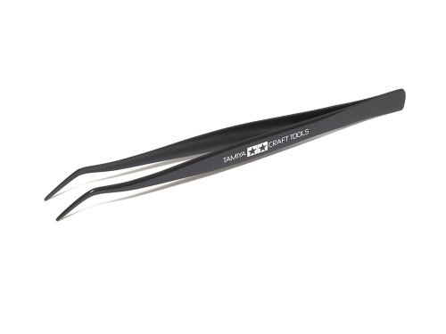 Pęseta zakrzywiona stalowa Angled Tweezers Tamiya 74003