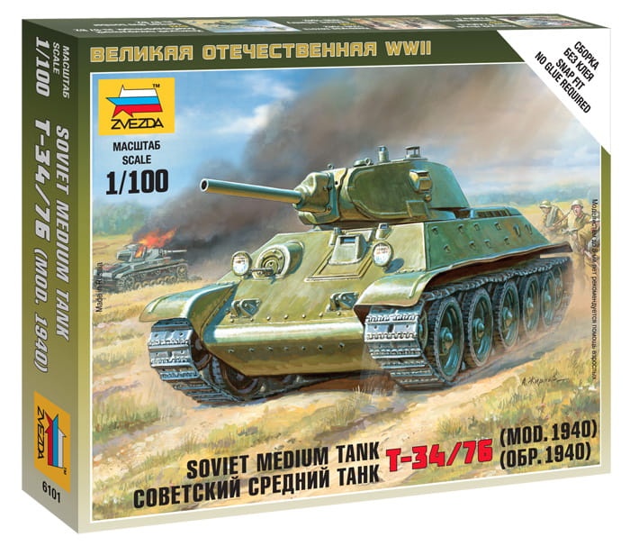 Zdjęcie główne produktu T-34/76 (mod.1940) Soviet Medium Tank 1:100 Zvezda 6101