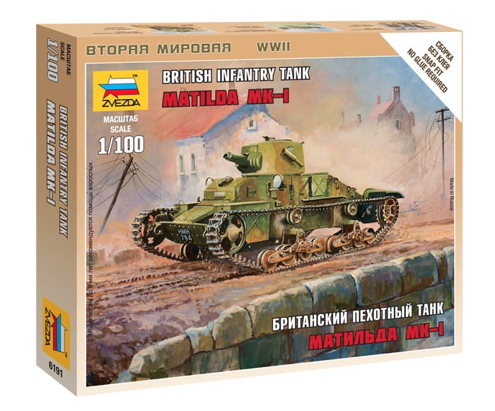 Zdjęcie główne produktu Matilda Mk I British Light Tank 1:100 Zvezda 6191