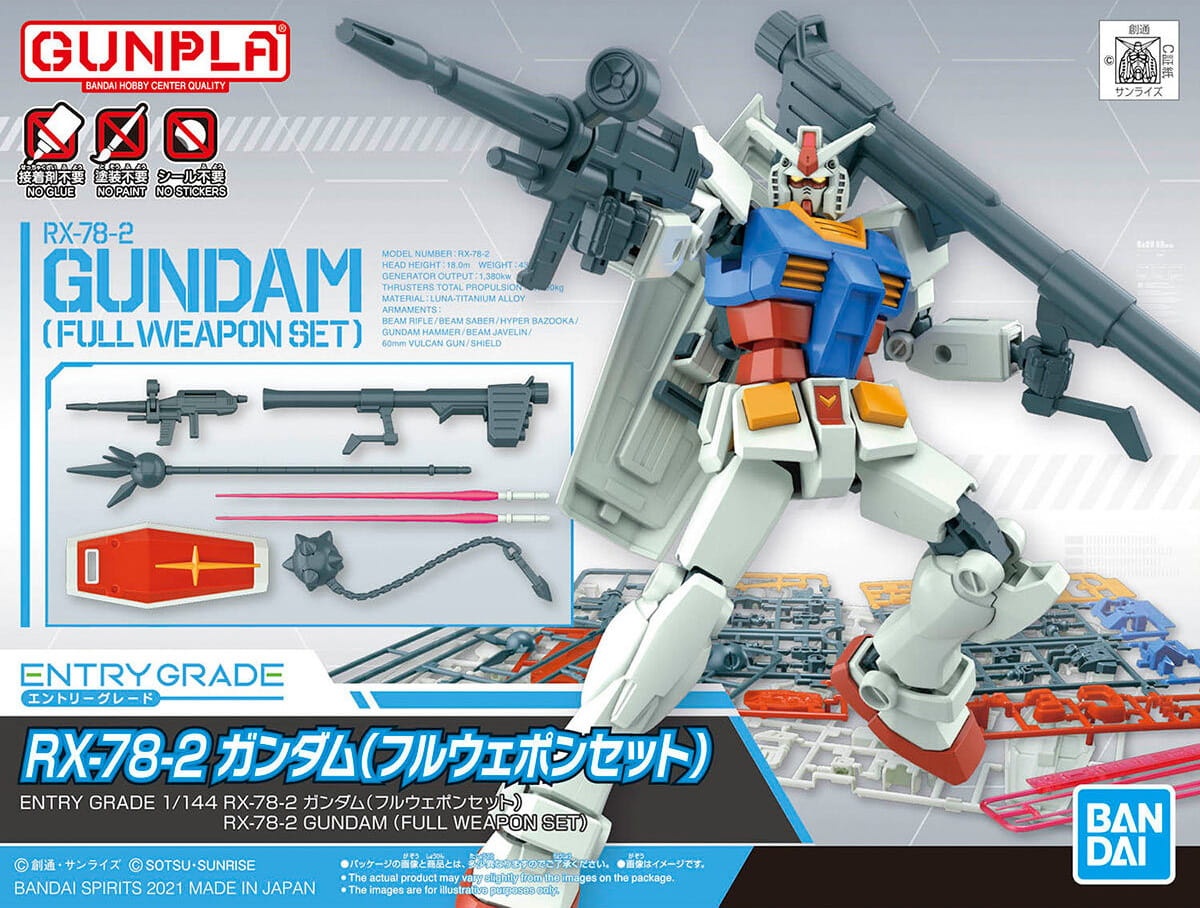Zdjęcie dodatkowe produktu Gunpla RX-78-2 Gundam (Full Weapon Set) EG 1:144