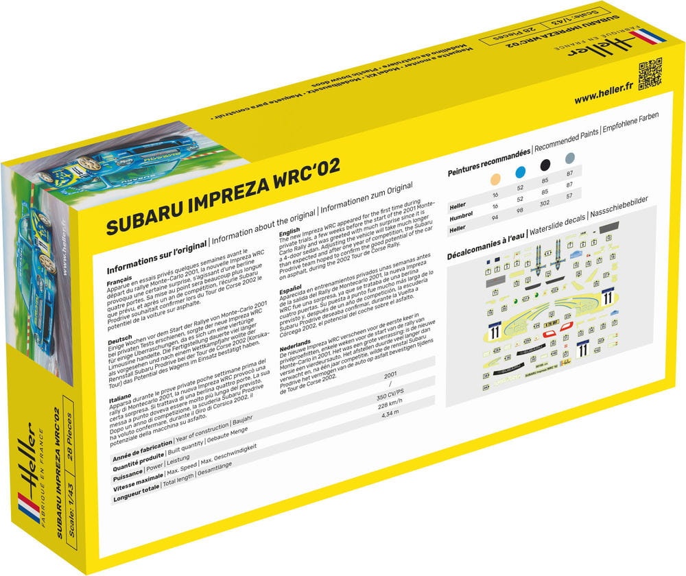 Zdjęcie dodatkowe produktu Subaru Impreza WRC '02 1:43 Starter Kit Heller 56199