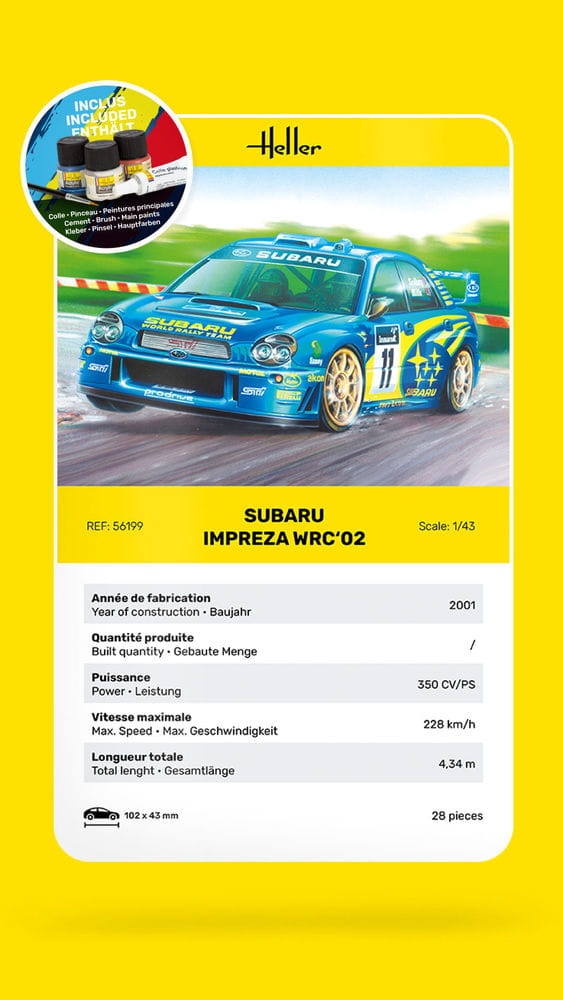 Zdjęcie dodatkowe produktu Subaru Impreza WRC '02 1:43 Starter Kit Heller 56199